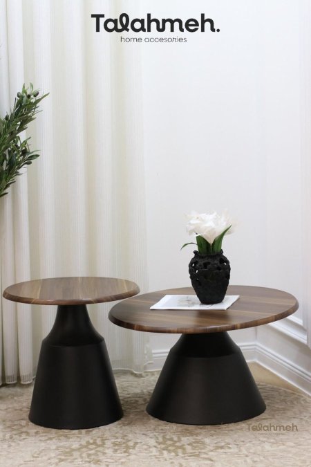 طاوله حديد وجه خشب